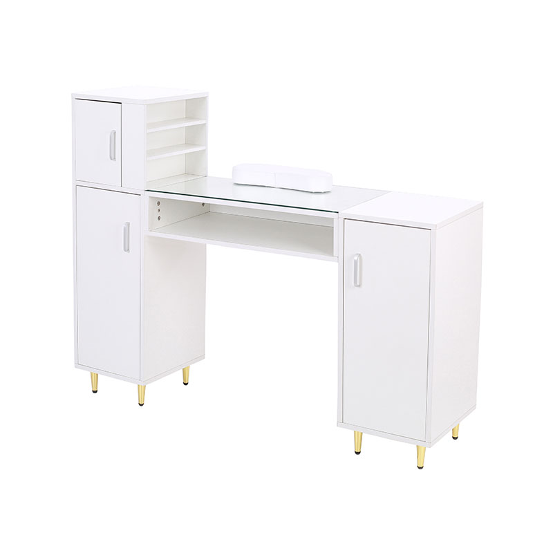 HZ2024BK / HZ2024W マニキュアテーブル ガラストップ ネイルテックデスク