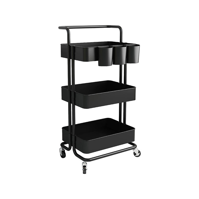 HZ2036 3 段ローリング ストレージ カート ユーティリティ カート、追加の吊り下げカップ付き