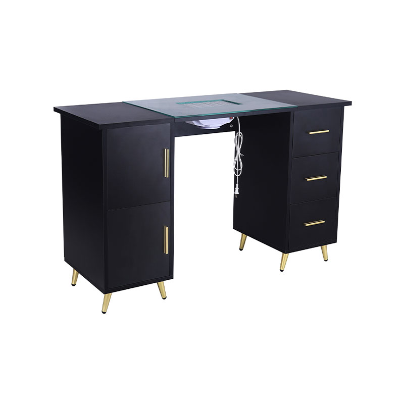 HZ2042PK / HZ2042BK ガラストップ＆リストレスト付きネイルテック用マニキュアテーブルネイルデスク