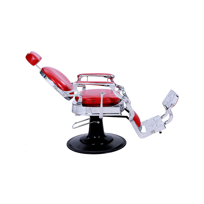 HZ8799DR レッドシャイニーシルバーフレームバーバーチェア