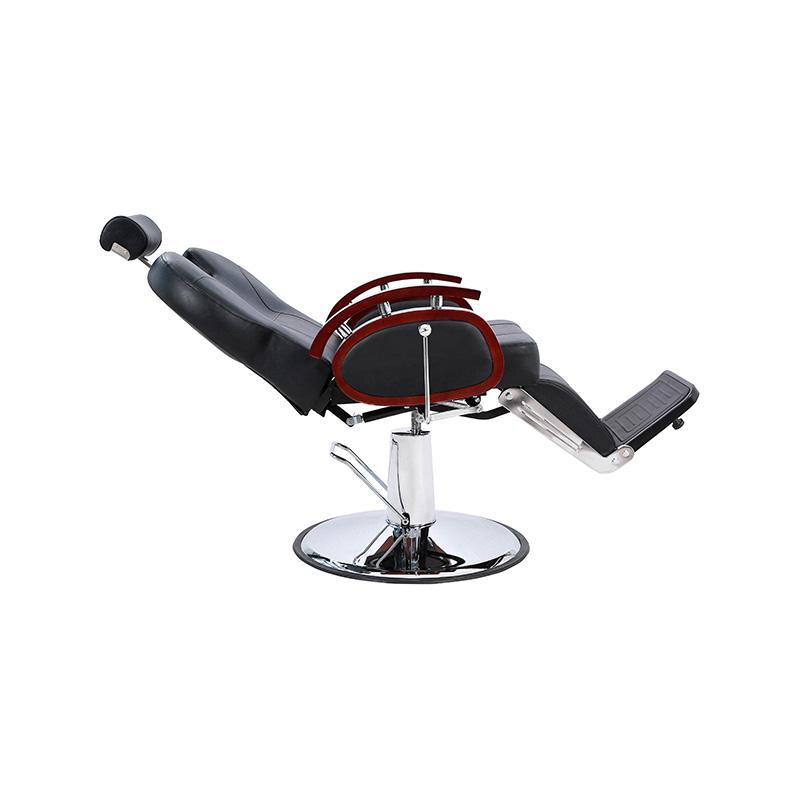 HZ8705B ブラック 木製手すり付き油圧リクライニング理容椅子