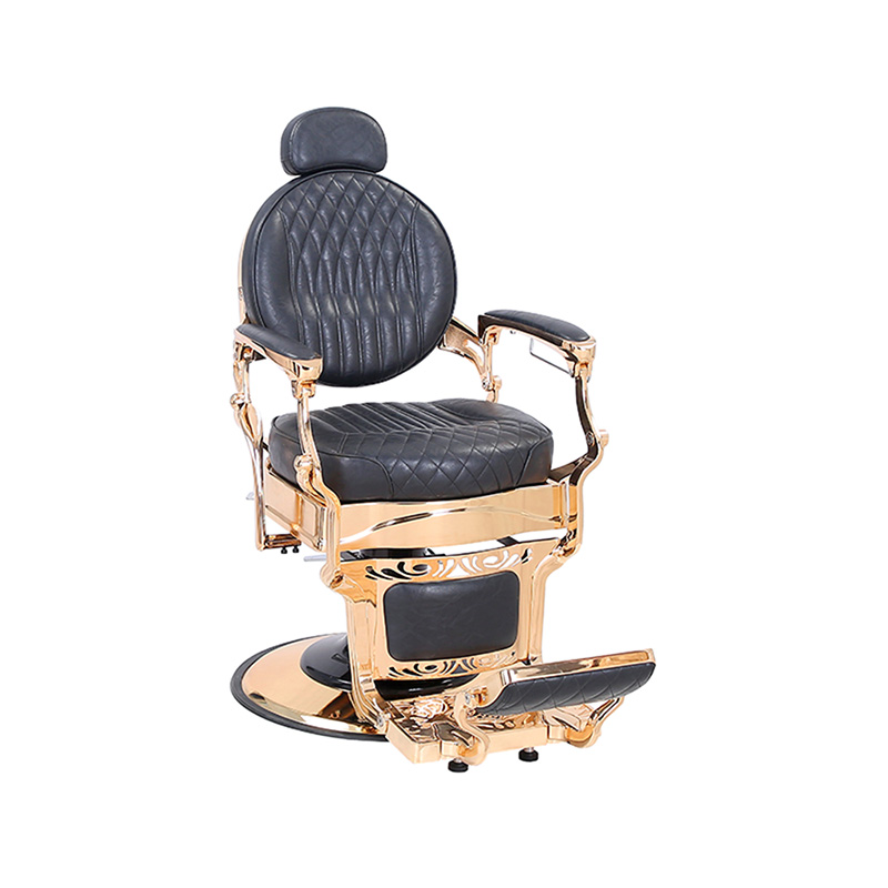 HZHZ8799E 黒の格子縞のレトロな理髪椅子