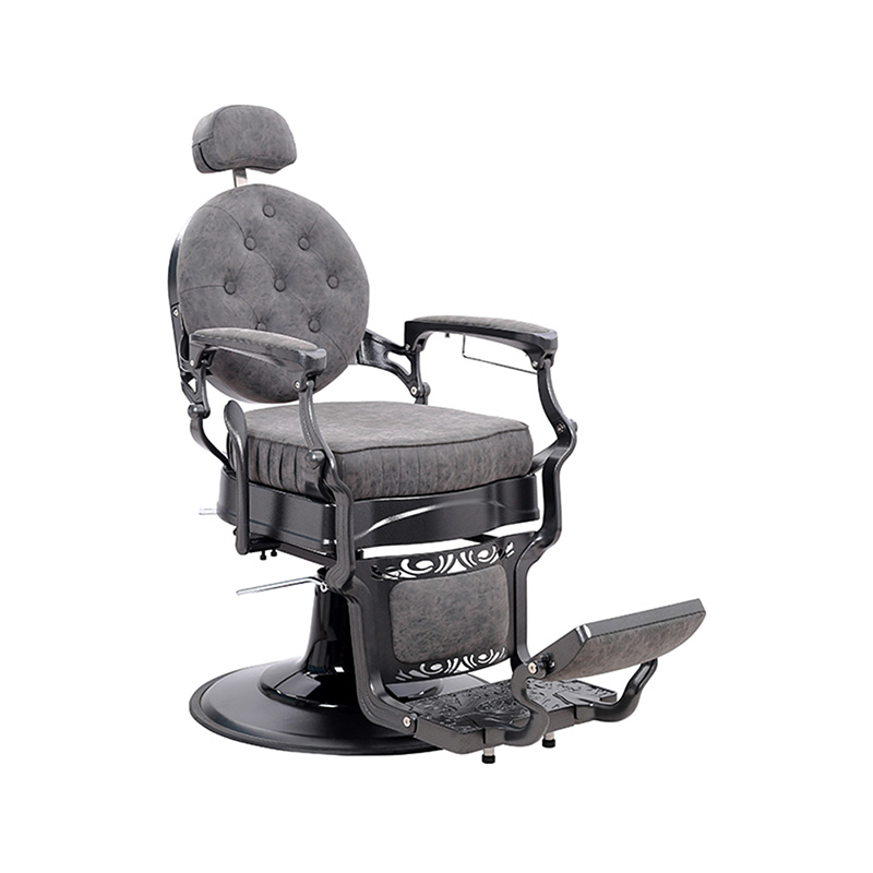HZ8799M グレーの正方形クッション油圧レトロ理髪椅子