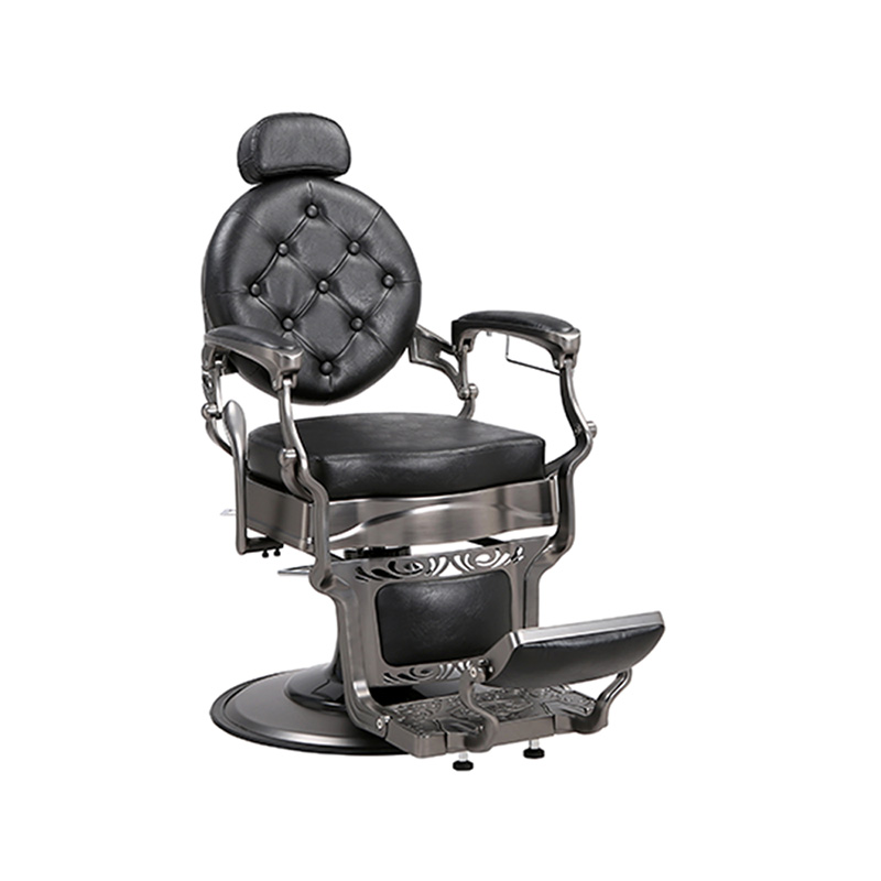 HZ8799Q-H ガングレースクエアクッション油圧レトロ理髪椅子